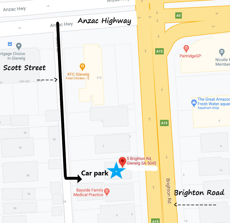 Car parking for Attuned Psychology Glenelg